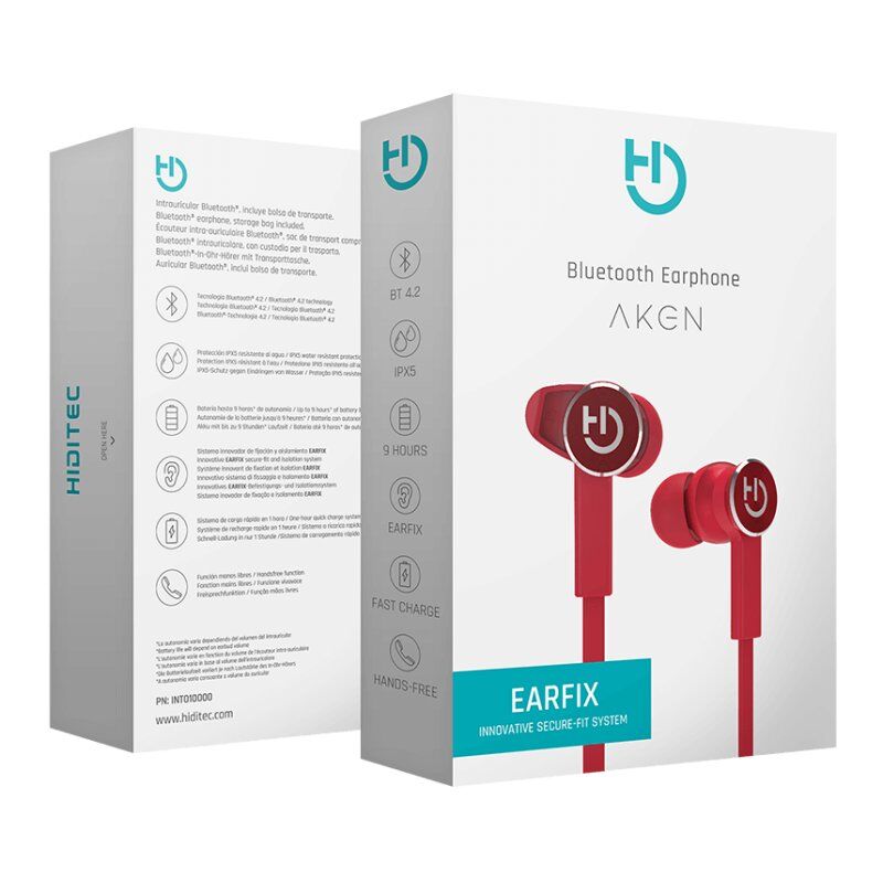 Hiditec Auricular+Mic AKEN BT4,2 Earfix RED 6 Hiditec Auricular+Mic AKEN BT4,2 Earfix RED - Imagen 4