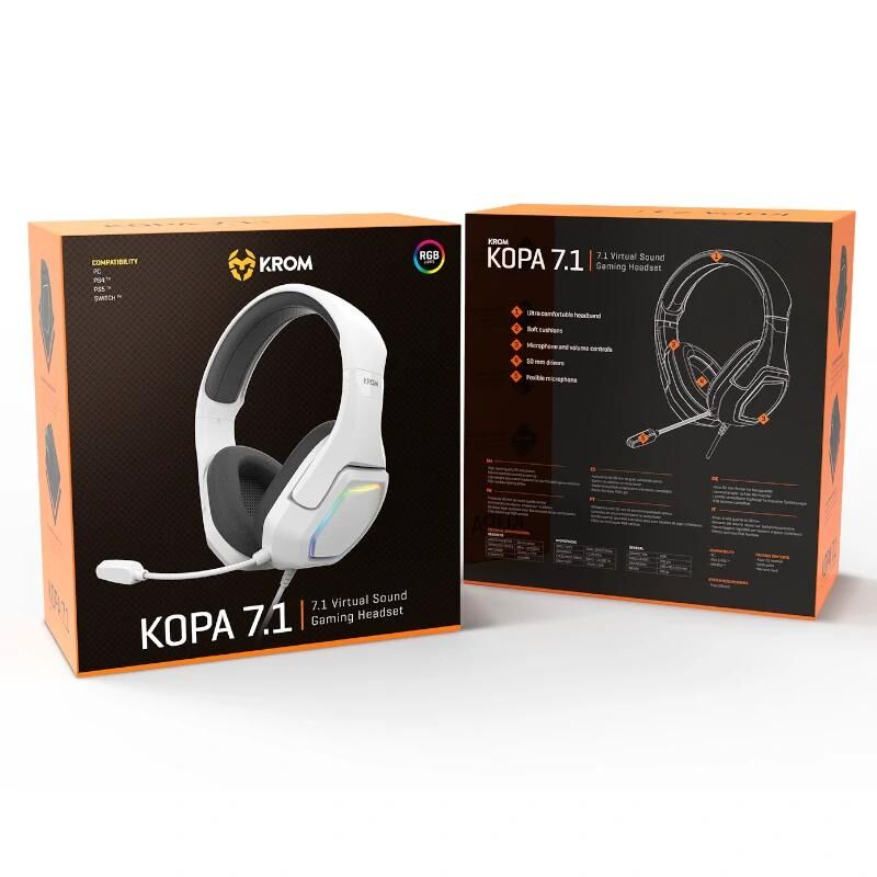 KROM KOPA AURICULARES GAMING 7.1 VIRTUAL BLANC 6 KROM KOPA AURICULARES GAMING 7.1 VIRTUAL BLANC - Imagen 4